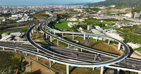Drone: High Angle View Of City Street in Taiwan Stock Footage 233226407