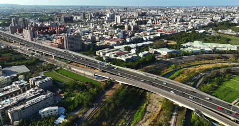 Drone: High Angle View Of City Street in Taiwan Stock Footage 233226409