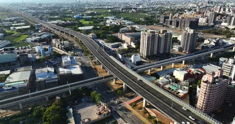 Drone: High Angle View Of City Street in Taiwan Stock Footage 233226433
