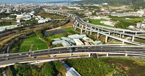Drone: High Angle View Of City Street in Taiwan Stock Footage 233226456
