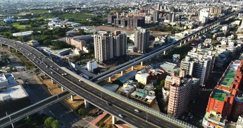Drone: High Angle View Of City Street in Taiwan Stock Footage 233226464