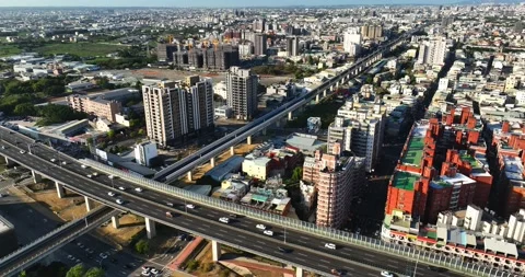 Drone: High Angle View Of City Street in Taiwan Stock Footage 233226472