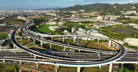 Drone: High Angle View Of City Street in Taiwan Stock Footage 233226536