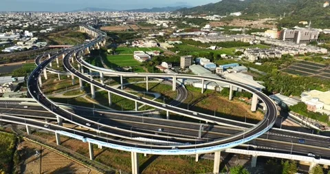 Drone: High Angle View Of City Street in Taiwan Stock Footage 233226540