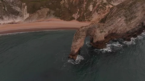 Drone High Panning Durdle Door, Dorset at Sunrise Jurassic Coast 스톡 동영상 106539192