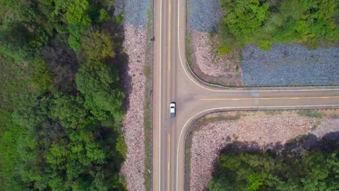 Drone Highway Intersection Rotate 4k Footage Video stock 160993265