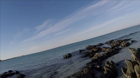 Drone hits rock and flips over Video stock 107040455