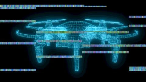 Drone hologram glitching with digital data errors Stock Illustration