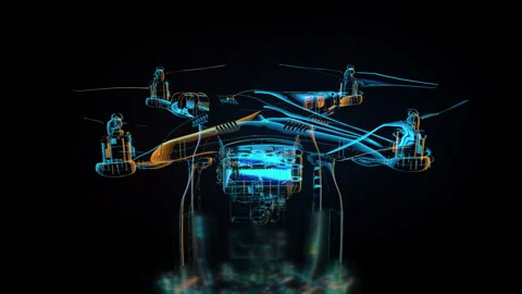 Drone Holographic Animation Stock Footage 152336891