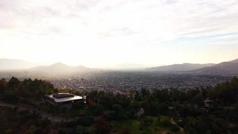Drone Horizontal Backward Flight Panoramic View of Santiago City Valley fro.. Vídeos de archivo 339254178