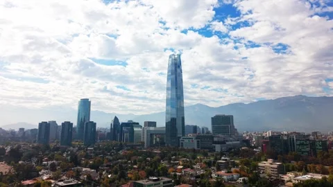 Drone Horizontal Backward Pan of the Modern Financial District Skyscrapers .. Stock Footage 339254128