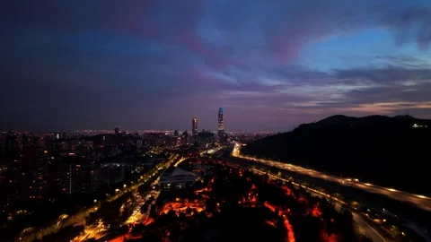 Drone Horizontal Stationary Panoramic View of a City Skyline and Highways a.. Vídeos de archivo 339253700