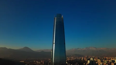 Drone Horizontal Zooming Out View from the Peak of Costanera Center Tower o.. Vídeos de archivo 339254206