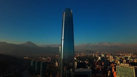 Drone Horizontal Zooming In Shot Approaching the Glass Facade of Costanera .. Stock Footage 339254200
