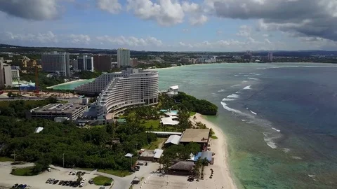 Drone of hotel on the beach in Guam Stock Footage 74958764