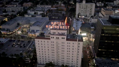 Drone Hotel Roosevelt 4K 30FPS Stock Footage