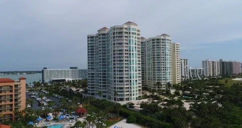 Drone - Hotels by the Beach Stock Footage 92006075