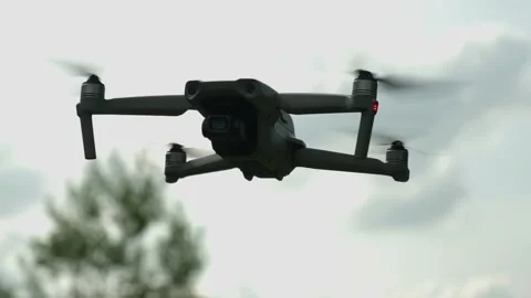 Drone hovered in the air, close-up Stock Footage 210037536