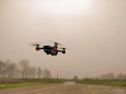 Drone hovering in air 写真素材