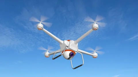 Drone hovering in a blue sky, 3d animation 库存影片 51722070
