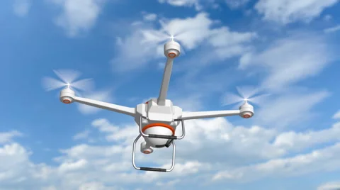 Drone hovering in a blue sky, 3d animation Video stock 51722076