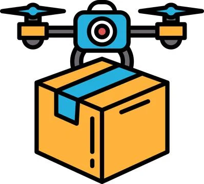 A drone is hovering over a box 库存插图