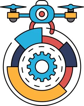 A drone is hovering over a gear Ilustração Stock
