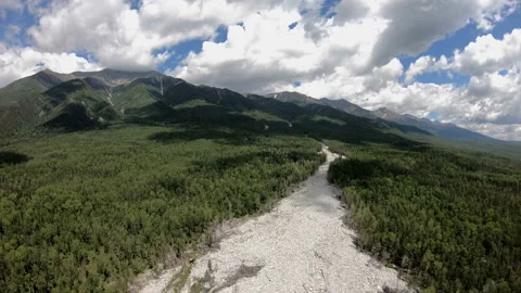 Drone hovering over the river of stones Stock Footage 97018457