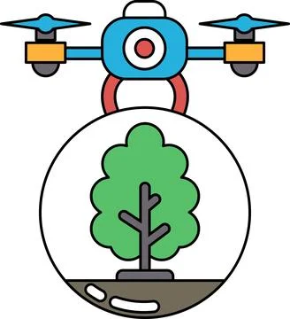 A drone is hovering over a tree Ilustração Stock