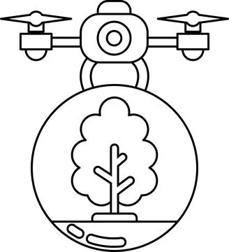 A drone is hovering over a tree Ilustração Stock