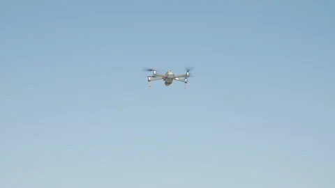 Drone Hovers In The Blue Sky Stock Footage 139191108