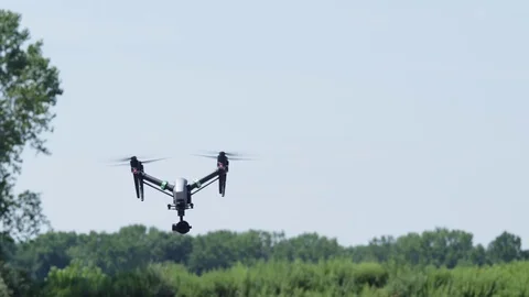 Drone hovers in front of trees and exits shot over camera. Stock Footage 80151832