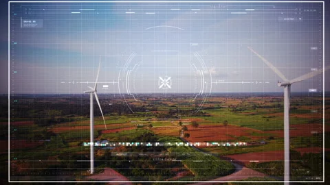 Drone HUD head up display graphic interface with scenic landscape Stock Footage 211820095