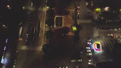 The drone hung at intersections in the dark Video stock 142552044