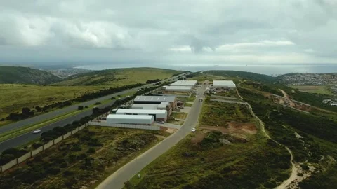 Drone hyper lapse over industrial area at small side side town in south Africa Stock Footage 260374226