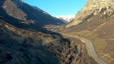 Drone Hyper lapse Road through Mountain Pass Video stock 105826893