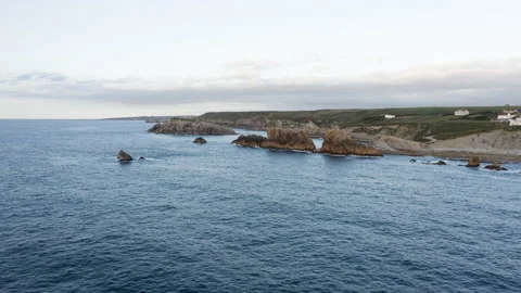 Drone Hyperlapse 4K. Rocks and sea dancing together. Spain Stock Footage 135340183