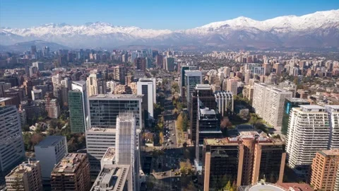 Drone hyperlapse advancing through buildings on Santiago, Chile Stock Footage 310680191