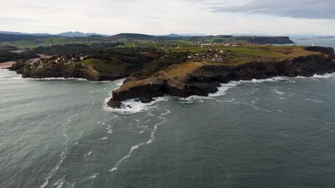 Drone Hyperlapse of a Cape in Cantabria, Spain Stock Footage 126548147