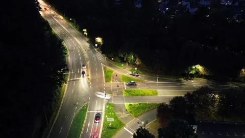 Drone Hyperlapse of Crossroad during Nighttime Stock Footage 252093430