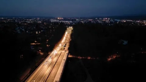 Drone Hyperlapse during Night of Highway Stock Footage 251736325