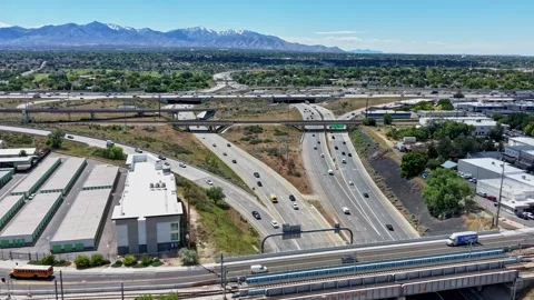 Drone hyperlapse of I-15 and I-215 interstates in Salt Lake City, Utah Stock Footage 340140944
