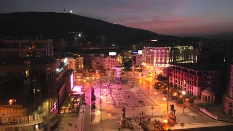 Drone Hyperlapse Of Macedonia Square In Skopje 스톡 동영상 242911153