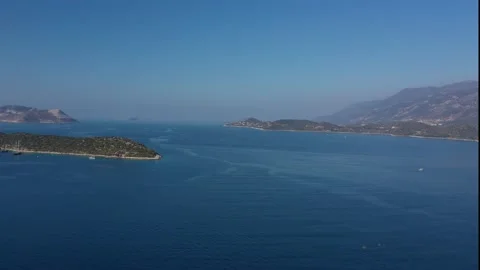 Drone hyperlapse of Mediterranean bay of Kas in Turkey. Panoramic view in Vídeos de archivo 219413966