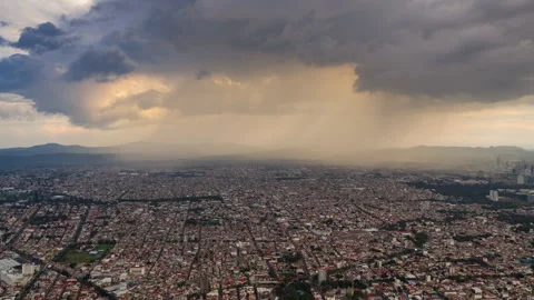 Drone Hyperlapse of Puebla City at Sunset Stock Footage 317963707