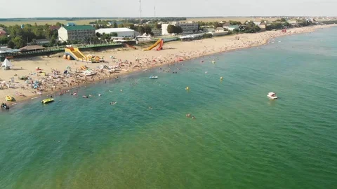 Drone Hyperlapse Shot of the Sea Ocean Resort With Sand Beach Stock-Footage 115084369