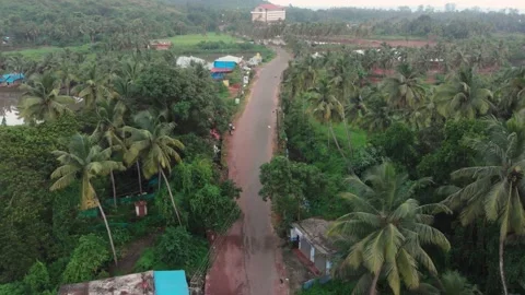 Drone Hyperlapse | Streets of Dirty Rural India during Monsoon Stock Footage 140729297