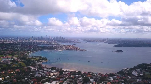 Drone hyperlapse of sydney harbour tracking sideways Stock Footage 90830748
