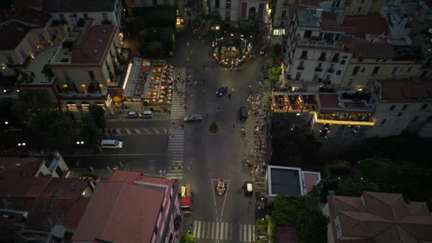 Drone hyperlapse of Tasso square in Sorrento, evening Video stock 248507640