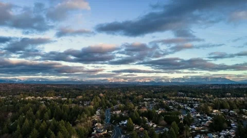 Drone hyperlapse (time lapse) of a sunset looking East in Sammamish Stock-Footage 154915135